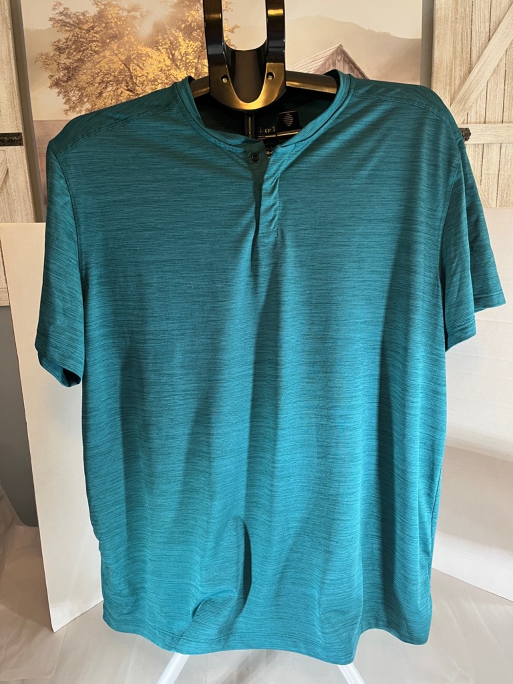 Men's Teal Short-Sleeve Henley Shirt George XL Nice golf polo